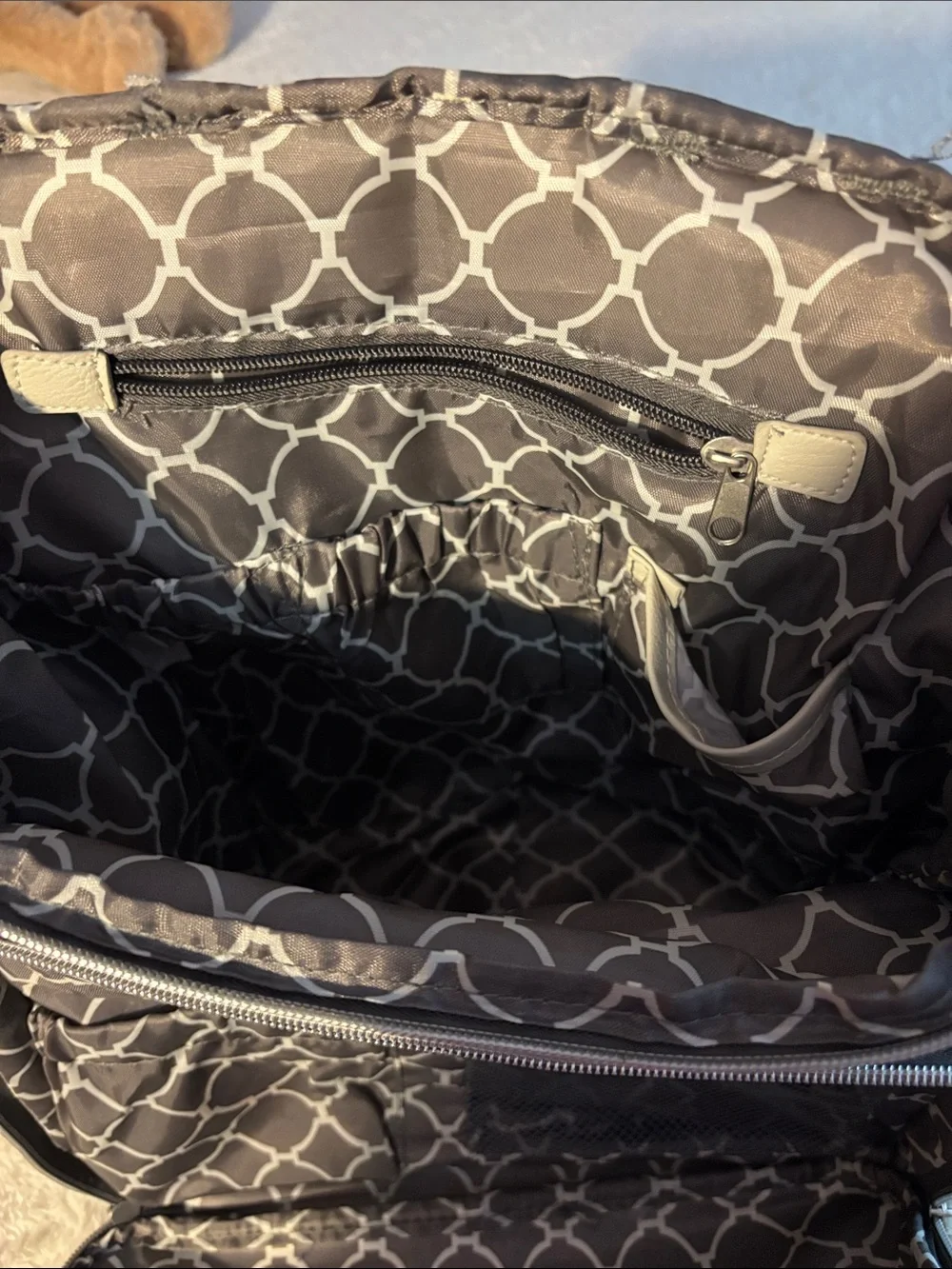 Gray Backpack with Cream Trim by Unknown Brand - Everyday Travel Pack